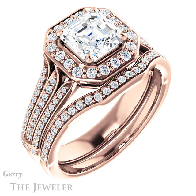 14k Rose Gold Asscher Cut Forever One Engagement Ring Setting #GTJ928-asscher-fo-r 6 14k Rose Gold Asscher Cut Forever One Engagement Ring Setting #GTJ928-asscher-fo-r
