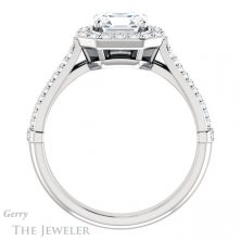 14k White Gold Asscher Cut Forever One Engagement Ring Setting #GTJ928-asscher-fo-w