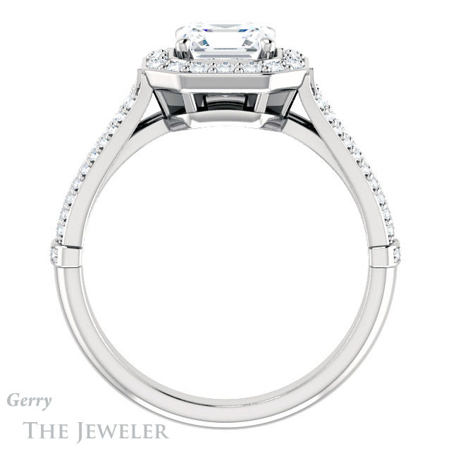 14k White Gold Asscher Cut Forever One Engagement Ring Setting #GTJ928-asscher-fo-w