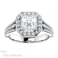 14k White Gold Asscher Cut Forever One Engagement Ring Setting #GTJ928-asscher-fo-w