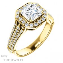 14k Yellow Gold Asscher Cut Forever One Engagement Ring Setting #GTJ928-asscher-fo-y 4 14k Yellow Gold Asscher Cut Forever One Engagement Ring Setting #GTJ928-asscher-fo-y