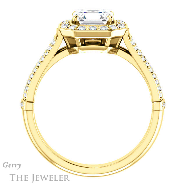 14k Yellow Gold Asscher Cut Forever One Engagement Ring Setting #GTJ928-asscher-fo-y