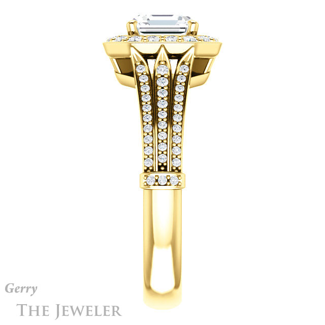 14k Yellow Gold Asscher Cut Forever One Engagement Ring Setting #GTJ928-asscher-fo-y 3 14k Yellow Gold Asscher Cut Forever One Engagement Ring Setting #GTJ928-asscher-fo-y