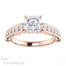 14k Rose Gold Asscher Cut Forever One Engagement Ring Setting #GTJ929-asscher-fo-r 1 14k Rose Gold Asscher Cut Forever One Engagement Ring Setting #GTJ929-asscher-fo-r