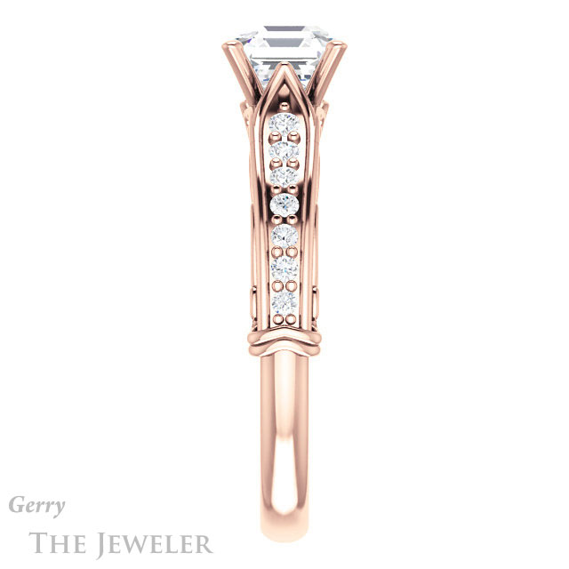 14k Rose Gold Asscher Cut Forever One Engagement Ring Setting #GTJ929-asscher-fo-r 3 14k Rose Gold Asscher Cut Forever One Engagement Ring Setting #GTJ929-asscher-fo-r