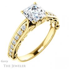 14k Yellow Gold Asscher Cut Forever One Engagement Ring Setting #GTJ929-asscher-fo-y