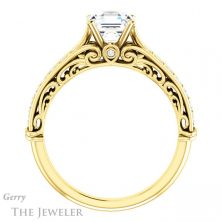 14k Yellow Gold Asscher Cut Forever One Engagement Ring Setting #GTJ929-asscher-fo-y