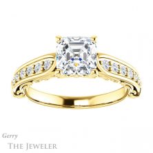 14k Yellow Gold Asscher Cut Forever One Engagement Ring Setting #GTJ929-asscher-fo-y
