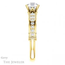 14k Yellow Gold Asscher Cut Forever One Engagement Ring Setting #GTJ929-asscher-fo-y