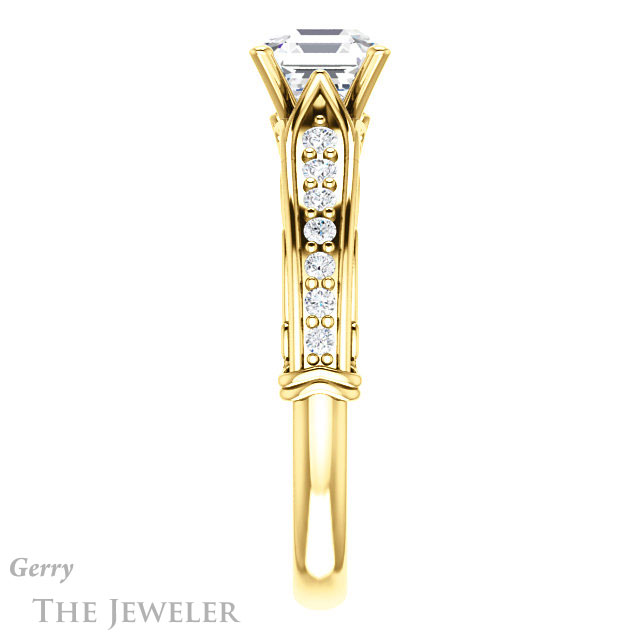 14k Yellow Gold Asscher Cut Forever One Engagement Ring Setting #GTJ929-asscher-fo-y