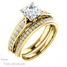 14k Yellow Gold Asscher Cut Forever One Engagement Ring Setting #GTJ929-asscher-fo-y
