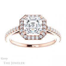 14k Rose Gold Asscher Cut Forever One Engagement Ring Setting #GTJ932-asscher-fo-r 1 14k Rose Gold Asscher Cut Forever One Engagement Ring Setting #GTJ932-asscher-fo-r