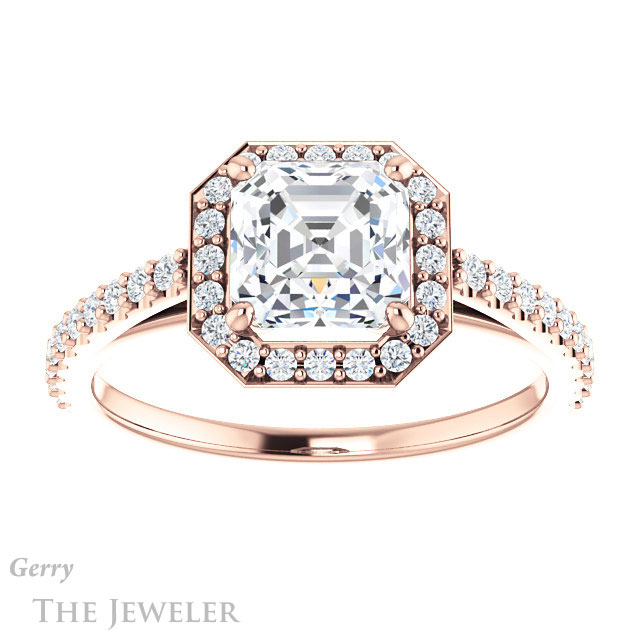 14k Rose Gold Asscher Cut Forever One Engagement Ring Setting #GTJ932-asscher-fo-r
