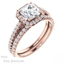 14k Rose Gold Asscher Cut Forever One Engagement Ring Setting #GTJ932-asscher-fo-r 6 14k Rose Gold Asscher Cut Forever One Engagement Ring Setting #GTJ932-asscher-fo-r