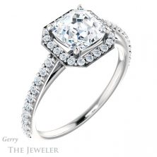 14k White Gold Asscher Cut Forever One Engagement Ring Setting #GTJ932-asscher-fo-w