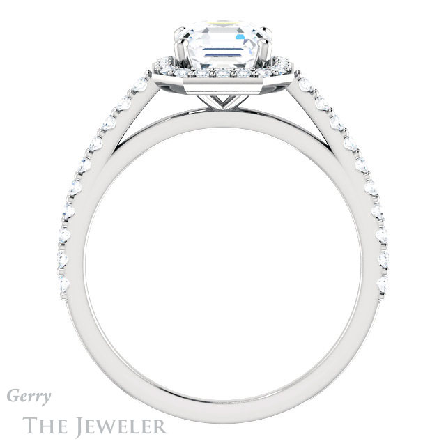 14k White Gold Asscher Cut Forever One Engagement Ring Setting #GTJ932-asscher-fo-w