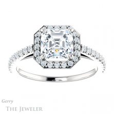 14k White Gold Asscher Cut Forever One Engagement Ring Setting #GTJ932-asscher-fo-w
