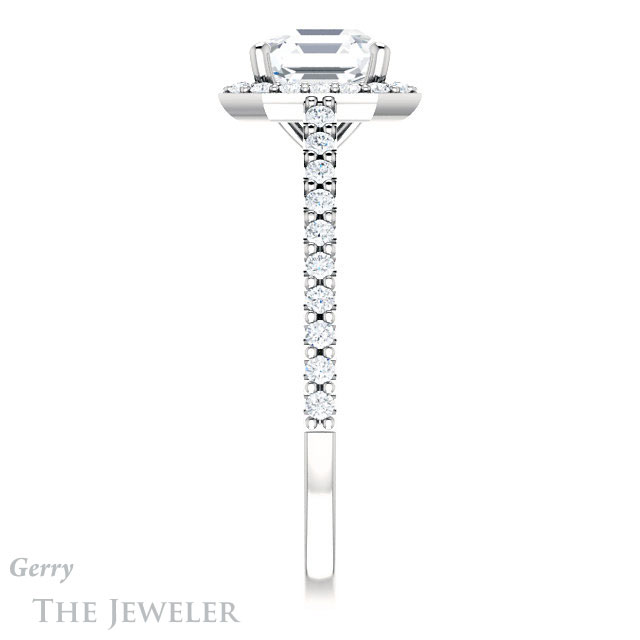 14k White Gold Asscher Cut Forever One Engagement Ring Setting #GTJ932-asscher-fo-w