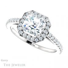14k White Gold Asscher Cut Forever One Engagement Ring Setting #GTJ932-asscher-fo-w