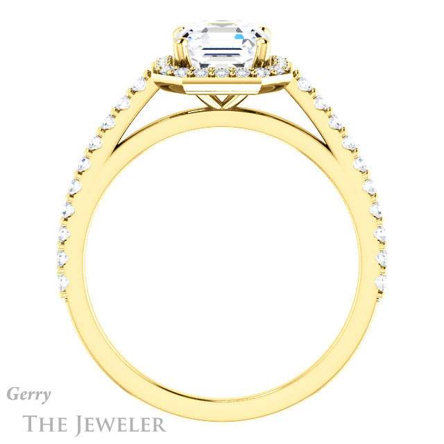 14k Yellow Gold Asscher Cut Forever One Engagement Ring Setting #GTJ932-asscher-fo-y