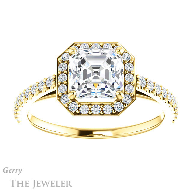 14k Yellow Gold Asscher Cut Forever One Engagement Ring Setting #GTJ932-asscher-fo-y