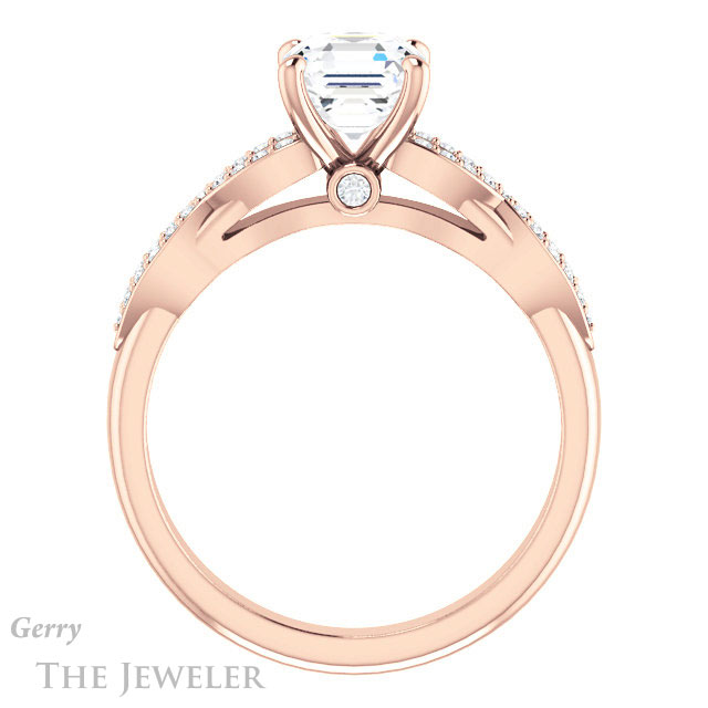 14k Rose Gold Asscher Cut Forever One Engagement Ring Setting #GTJ933-asscher-fo-r