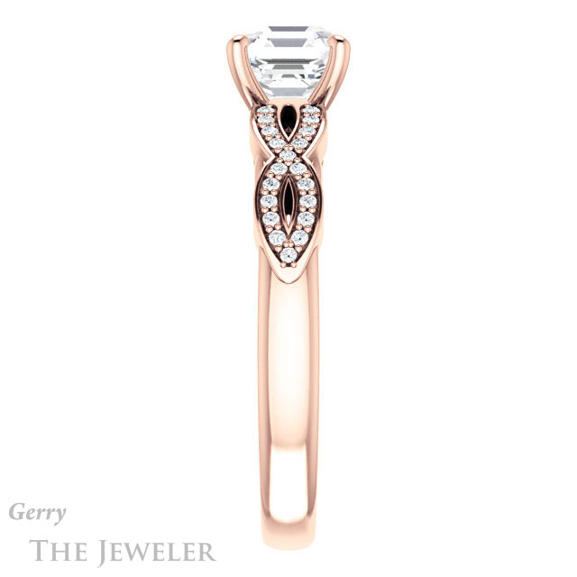 14k Rose Gold Asscher Cut Forever One Engagement Ring Setting #GTJ933-asscher-fo-r