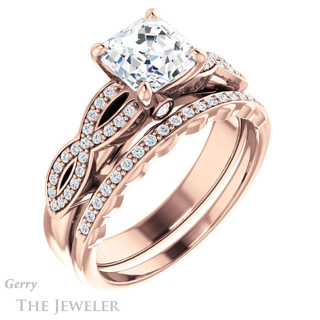 14k Rose Gold Asscher Cut Forever One Engagement Ring Setting #GTJ933-asscher-fo-r