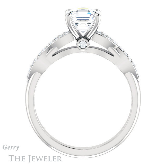 14k White Gold Asscher Cut Forever One Engagement Ring Setting #GTJ933-asscher-fo-w