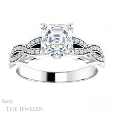 14k White Gold Asscher Cut Forever One Engagement Ring Setting #GTJ933-asscher-fo-w 1 14k White Gold Asscher Cut Forever One Engagement Ring Setting #GTJ933-asscher-fo-w