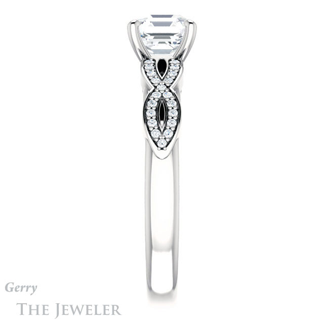 14k White Gold Asscher Cut Forever One Engagement Ring Setting #GTJ933-asscher-fo-w 3 14k White Gold Asscher Cut Forever One Engagement Ring Setting #GTJ933-asscher-fo-w