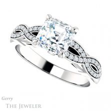 14k White Gold Asscher Cut Forever One Engagement Ring Setting #GTJ933-asscher-fo-w 5 14k White Gold Asscher Cut Forever One Engagement Ring Setting #GTJ933-asscher-fo-w