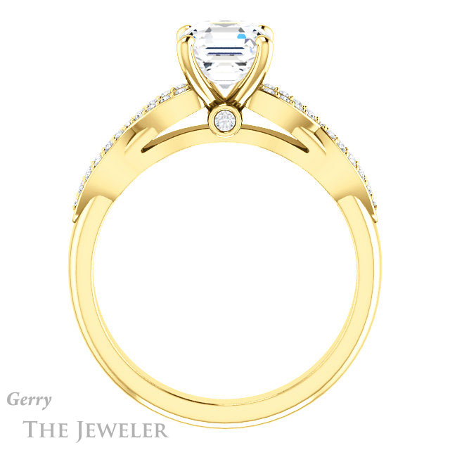 14k Yellow Gold Asscher Cut Forever One Engagement Ring Setting #GTJ933-asscher-fo-y
