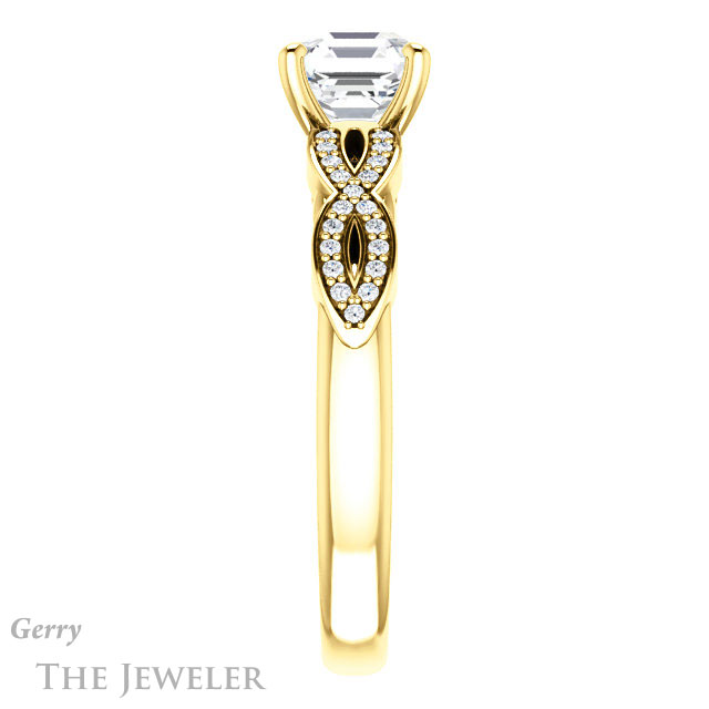 14k Yellow Gold Asscher Cut Forever One Engagement Ring Setting #GTJ933-asscher-fo-y 3 14k Yellow Gold Asscher Cut Forever One Engagement Ring Setting #GTJ933-asscher-fo-y