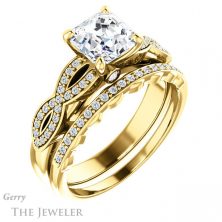14k Yellow Gold Asscher Cut Forever One Engagement Ring Setting #GTJ933-asscher-fo-y 6 14k Yellow Gold Asscher Cut Forever One Engagement Ring Setting #GTJ933-asscher-fo-y