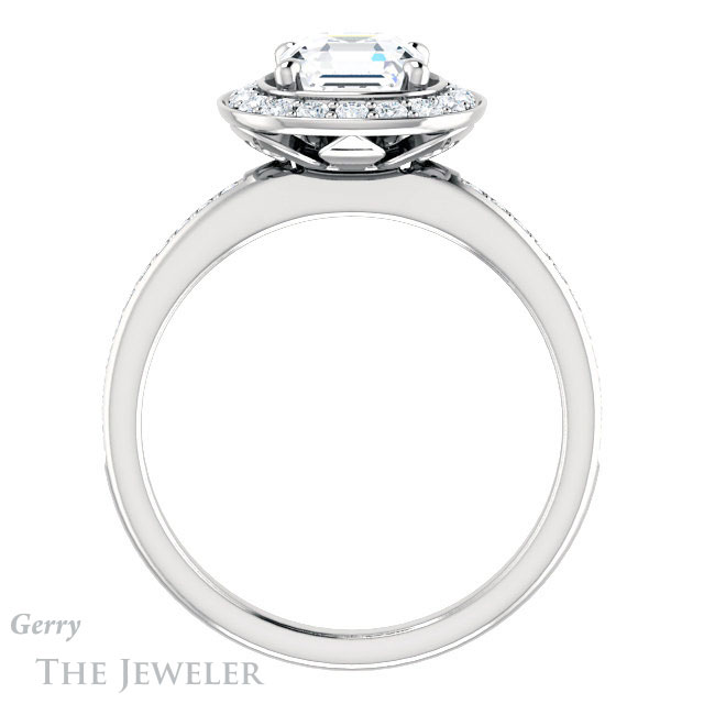 Asscher Cut Forever One Engagement Ring Setting #GTJ934-asscher-fo-w | Gerry The Jeweler 14k White Gold Asscher Cut Forever One Engagement Ring Setting #GTJ934-asscher-fo-w