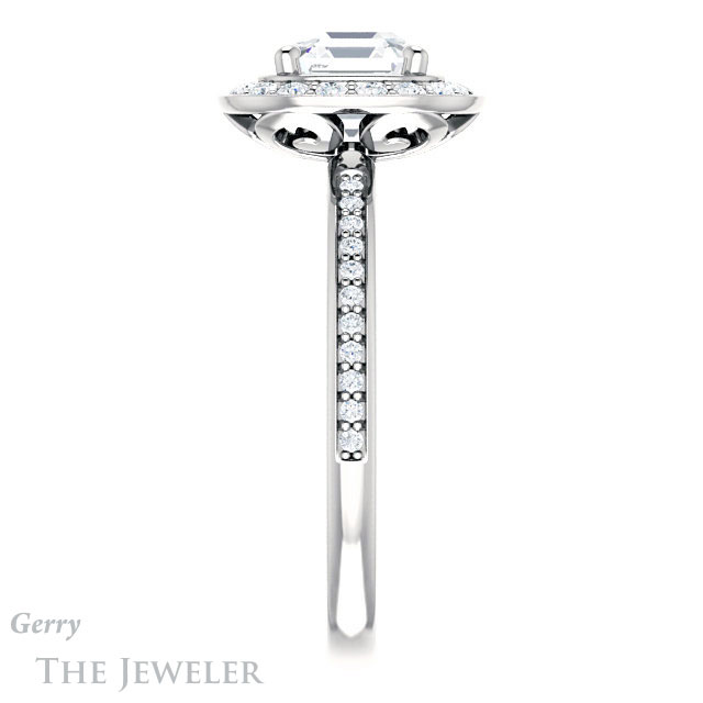 Asscher Cut Forever One Engagement Ring Setting #GTJ934-asscher-fo-w | Gerry The Jeweler 14k White Gold Asscher Cut Forever One Engagement Ring Setting #GTJ934-asscher-fo-w