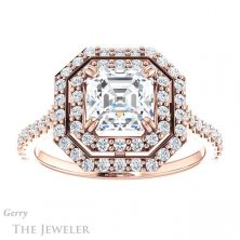 14k Rose Gold Asscher Cut Forever One Engagement Ring Setting #GTJ935-asscher-fo-r 1 14k Rose Gold Asscher Cut Forever One Engagement Ring Setting #GTJ935-asscher-fo-r