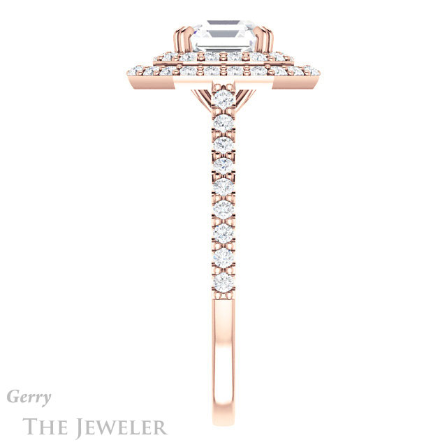 14k Rose Gold Asscher Cut Forever One Engagement Ring Setting #GTJ935-asscher-fo-r 3 14k Rose Gold Asscher Cut Forever One Engagement Ring Setting #GTJ935-asscher-fo-r