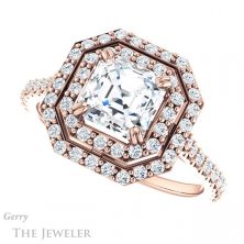 14k Rose Gold Asscher Cut Forever One Engagement Ring Setting #GTJ935-asscher-fo-r 5 14k Rose Gold Asscher Cut Forever One Engagement Ring Setting #GTJ935-asscher-fo-r