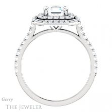 14k White Asscher Cut Forever One Double Halo Ring Setting #GTJ935-asscher-fo-w 2 14k White Asscher Cut Forever One Double Halo Ring Setting #GTJ935-asscher-fo-w