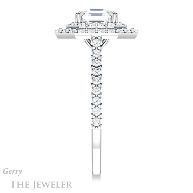 14k White Asscher Cut Forever One Double Halo Ring Setting #GTJ935-asscher-fo-w 3 14k White Asscher Cut Forever One Double Halo Ring Setting #GTJ935-asscher-fo-w