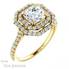 14k Yellow Gold Asscher Cut Forever One Engagement Ring Setting #GTJ935-asscher-fo-y 4 14k Yellow Gold Asscher Cut Forever One Engagement Ring Setting #GTJ935-asscher-fo-y
