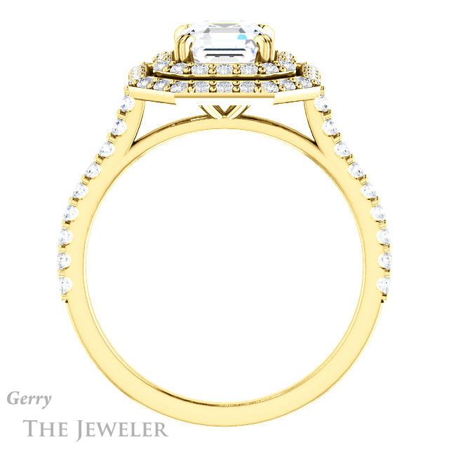 14k Yellow Gold Asscher Cut Forever One Engagement Ring Setting #GTJ935-asscher-fo-y