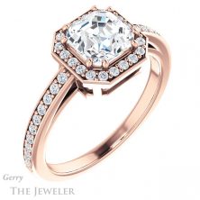 14k Rose Gold Asscher Cut Forever One Engagement Ring Setting #GTJ936-asscher-fo-r
