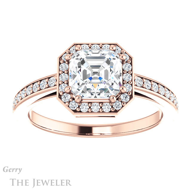 14k Rose Gold Asscher Cut Forever One Engagement Ring Setting #GTJ936-asscher-fo-r