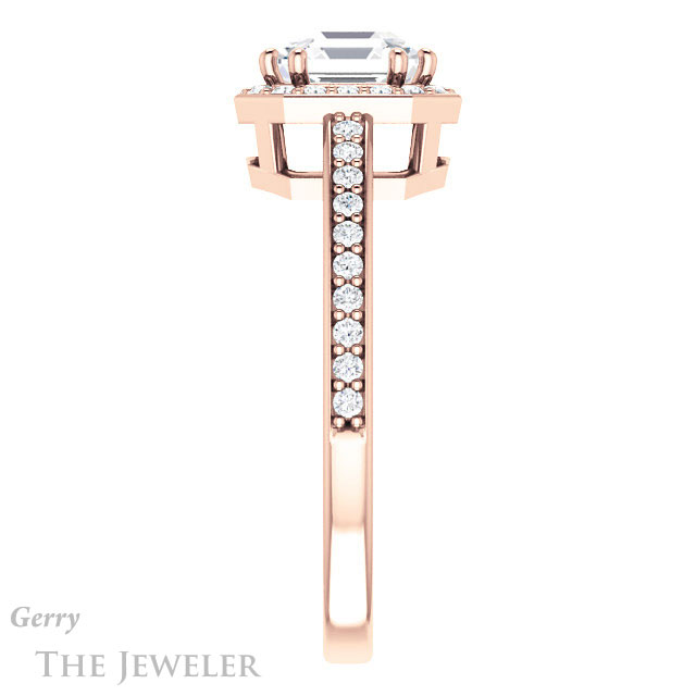 14k Rose Gold Asscher Cut Forever One Engagement Ring Setting #GTJ936-asscher-fo-r