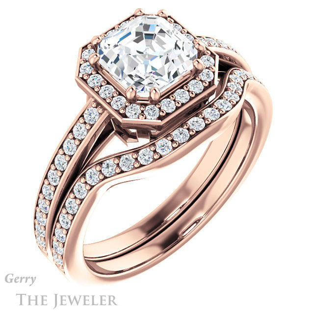 14k Rose Gold Asscher Cut Forever One Engagement Ring Setting #GTJ936-asscher-fo-r