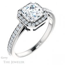 14k White Gold Asscher Cut Forever One Engagement Ring Setting #GTJ936-asscher-fo-w 4 14k White Gold Asscher Cut Forever One Engagement Ring Setting #GTJ936-asscher-fo-w