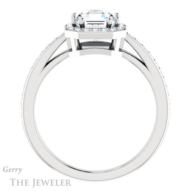 14k White Gold Asscher Cut Forever One Engagement Ring Setting #GTJ936-asscher-fo-w